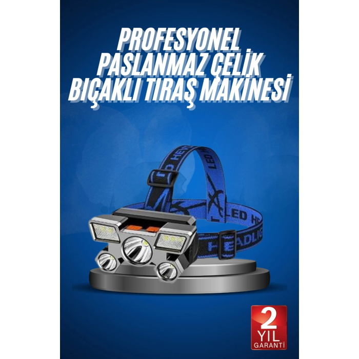 5 Led Far Şarj Edilebilir Güçlü Kafa Lambası Kamp Lambası 4 Modlu ( Lisinya )