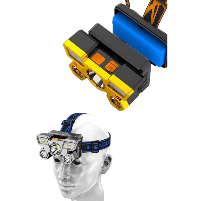 El Feneri Süper Kafa Lambası 4 Modlu 5 Led Kafa Feneri ( Lisinya )