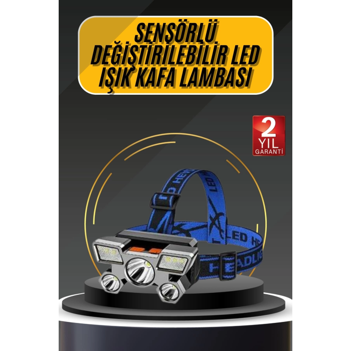 Kafa Lambası 800 Lümen 4 Mod Yüksek Işık Flaşörlü Şarjlı Led Lamba ( Lisinya )