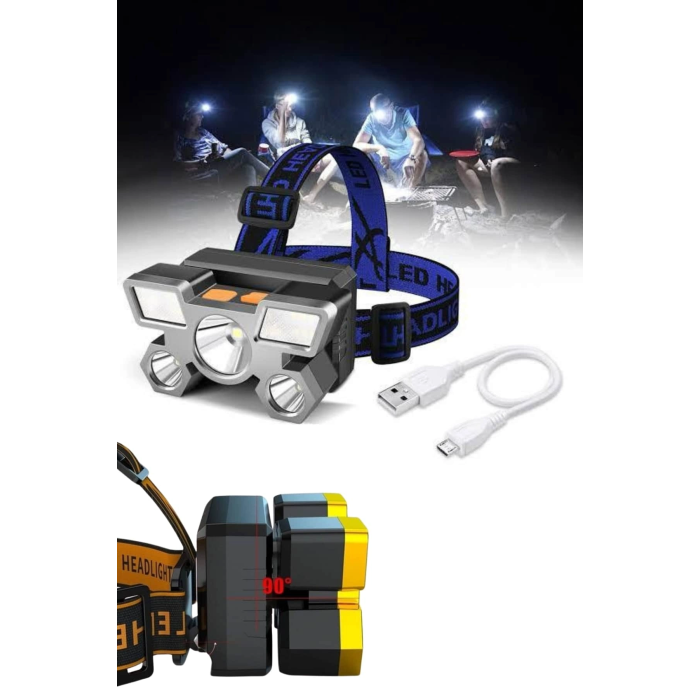 Kafa Lambası 800 Lümen 4 Mod Yüksek Işık Flaşörlü Şarjlı Led Lamba ( Lisinya )