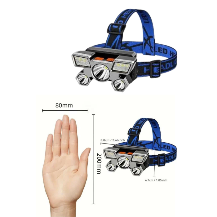 Kafa Lambası 800 Lümen 4 Mod Yüksek Işık Flaşörlü Şarjlı Led Lamba ( Lisinya )