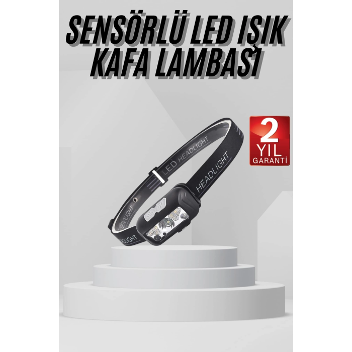 Sensörlü Şarjlı Type-c Şarj Işıklı Kafa Lambası Kamp Lambası ( Lisinya )