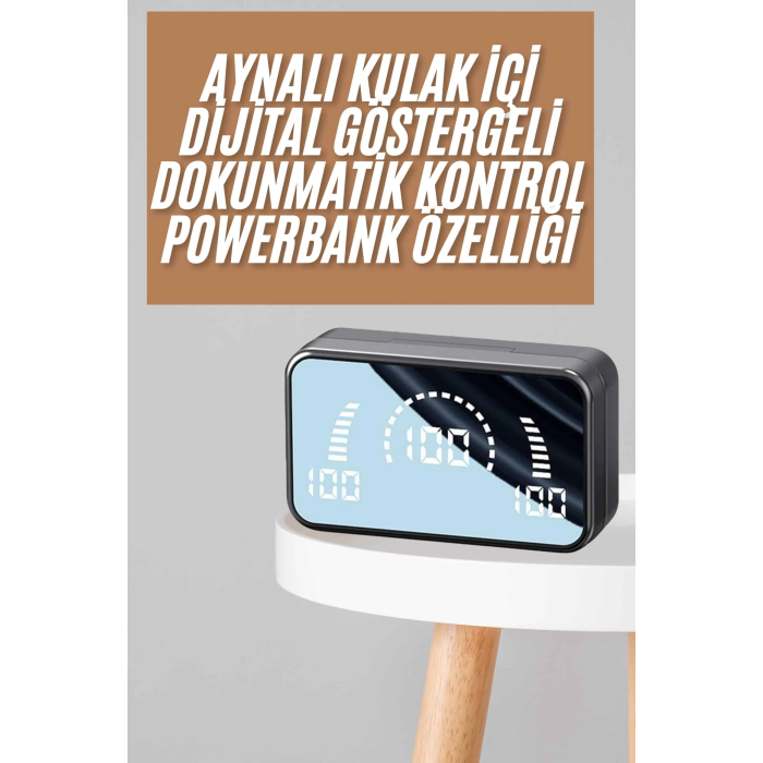 Powerbankli Bluetooth Kulaklık Yüksek Ses Aynalı Çift Dijital Gösterge Ekranı ( Lisinya )