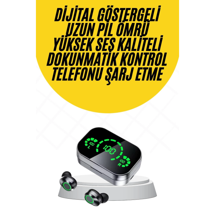 Kablosuz Bluetooth Kulaklık Çift Telefon Destekli Powerbankli Dijital Göstergeli ( Lisinya )