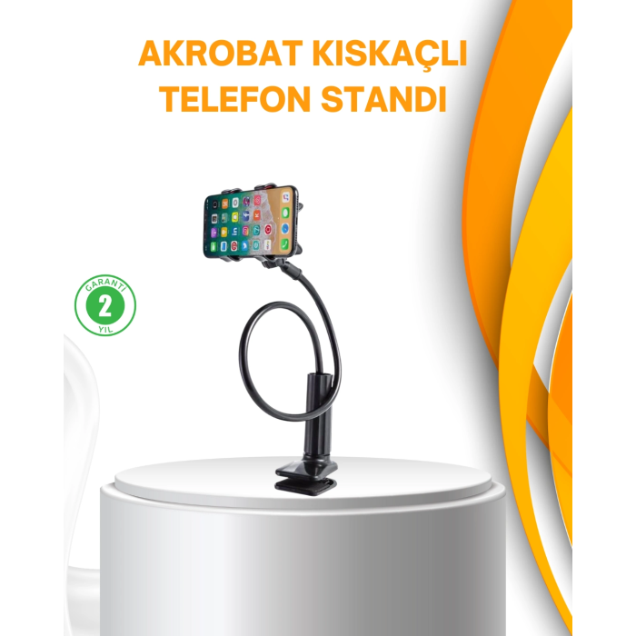 Esnek Gövdeli Mandallı Masaüstü Telefon Tutucu ( Lisinya )