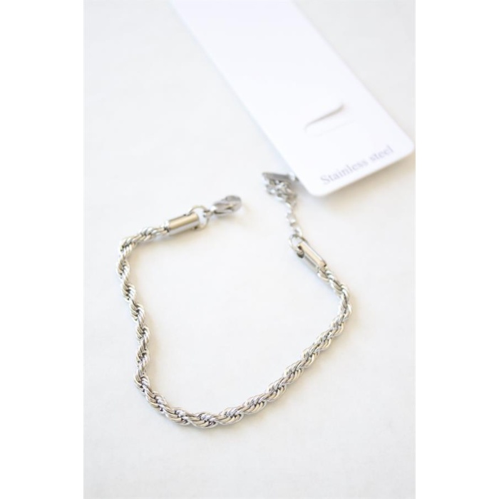 Burgu Çelik Bileklik 3mm - Gümüş