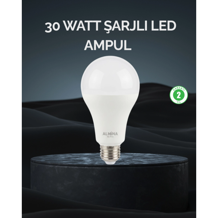 Şarjlı Led Ampul 30 Watt Soğuk Beyaz ( Lisinya )