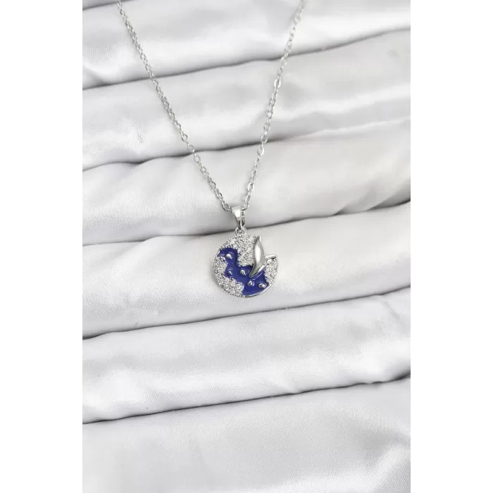 316L Çelik Zincir Gümüş Renk Gece Model Zirkon Taşlı Kadın Kolye