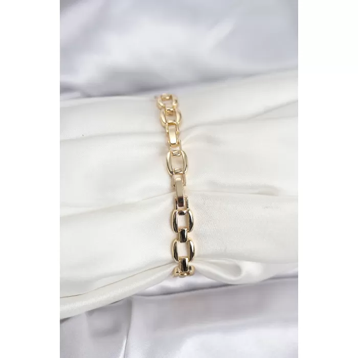 Pirinç Gold Renk VIP Seri Zincir Model Zirkon Taşlı Kadın Bileklik