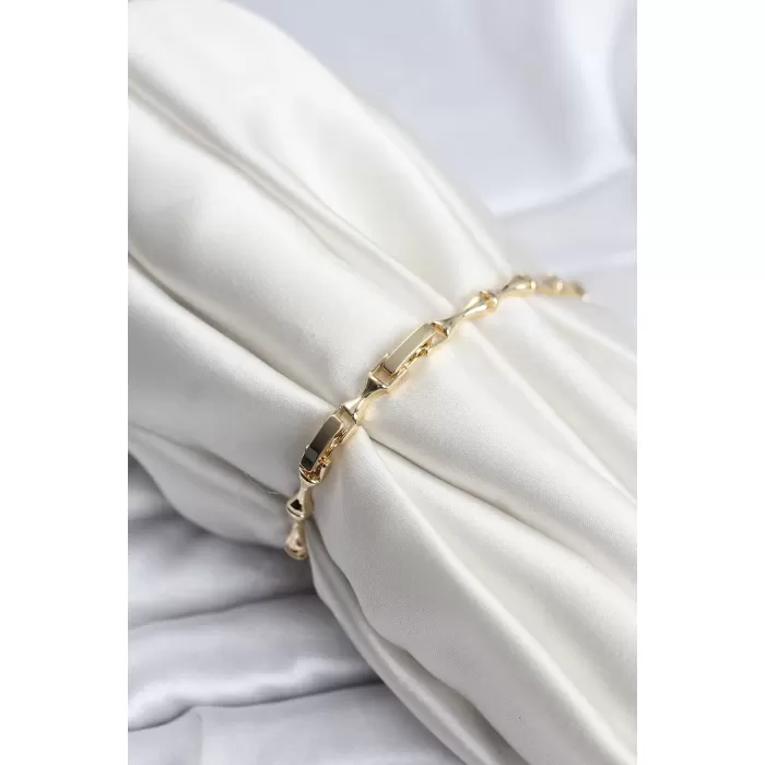 Pirinç Gold Renk VIP Seri İnce Kemik Model Zirkon Taşlı Kadın Bileklik