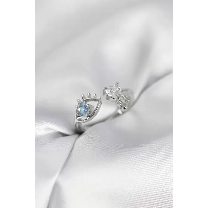 Gözyaşı Model Gümüş Renk Zirkon Taşlı Kadın Yüzük