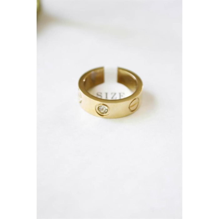 6lı Crt Model Kalın Taşlı Alyans Yüzük - Altın