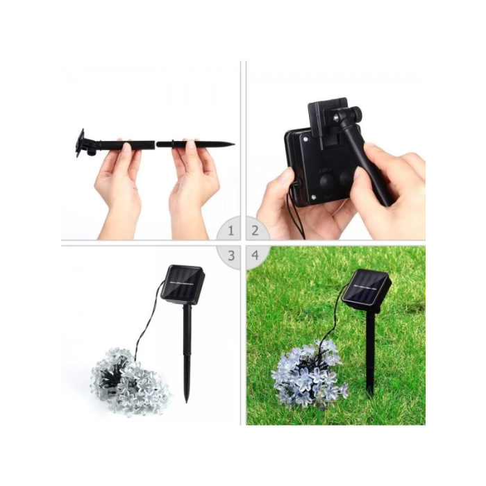 Solar 30 Ledli Çiçekli Günışığı Bahçe Aydınlatma Dekorasyon Güneş Enerjili -