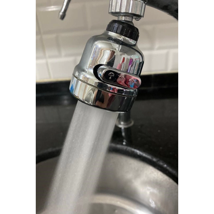 Krom 3 Fonksiyonlu Mutfak Lavabo Başlığı 360 Derece Döner Musluk Ucu -