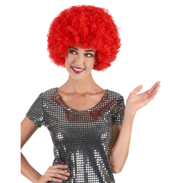 Kırmızı Renk Kıvırcık Afro Bonus Peruk -