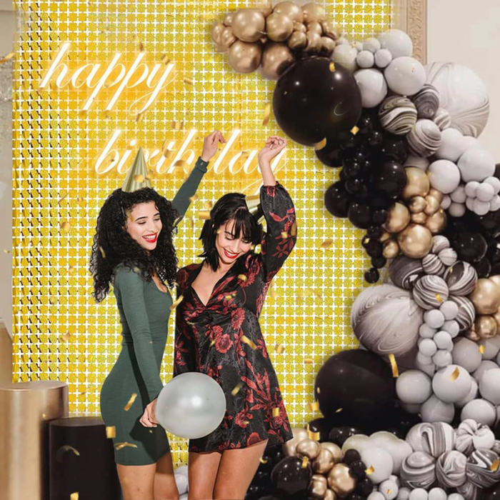 Ekstra Metalize Altın Renk Disko Dikdörtgen Kesim Kapı Perdesi Dekorasyon 1x2 Metre -