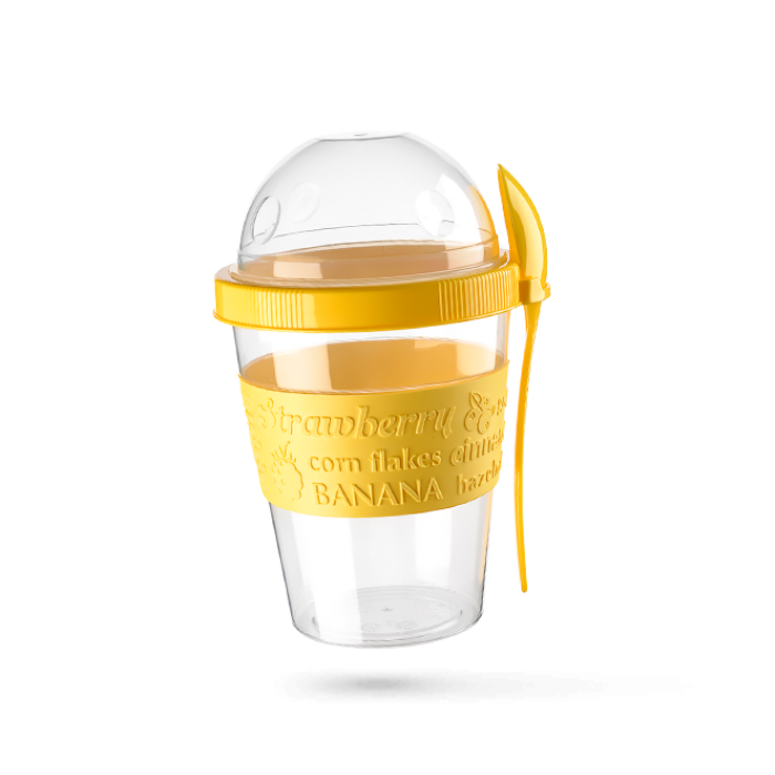 Meyve Hazneli - Kaşıklı Portatif Yoğurt Kabı -