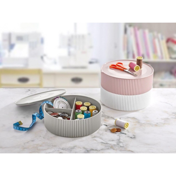 3 Gözlü Saklama Kabı Dikiş Ve Takı Kutusu - Beyaz -