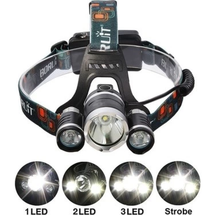 T6 Kafa Feneri 5000 Lumens 3xcree Xm-t6+2r5 Lamba Led Kamp Lambası -