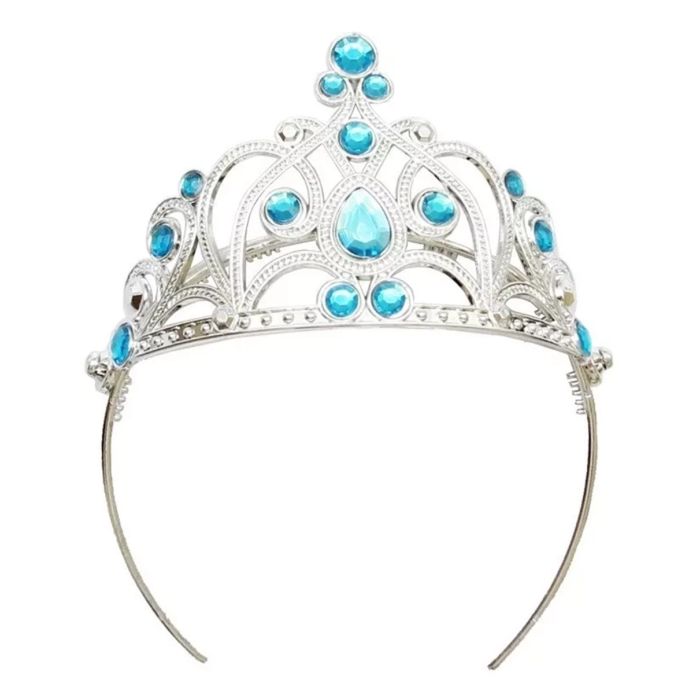 Mavi Taşlı Elsa Çocuk Tacı Prenses Tacı Kraliçe Tacı 16x14 Cm -