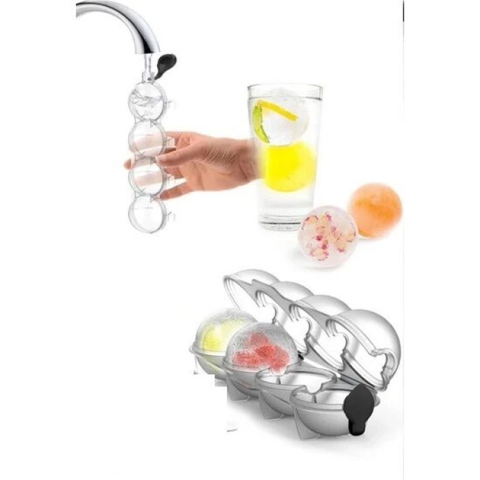 4 Bölmeli Küre Buz Topu Kalıbı - Yuvarlak Buz Topu -