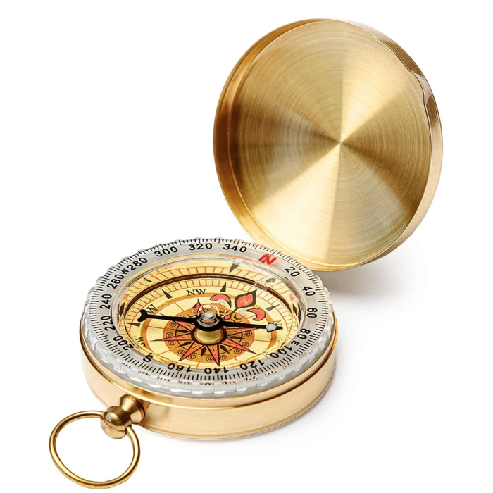 Yuvarlak Sarı Metal Kasa Su Geçirmez Fosforlu Dayanıklı Pusula G50 -