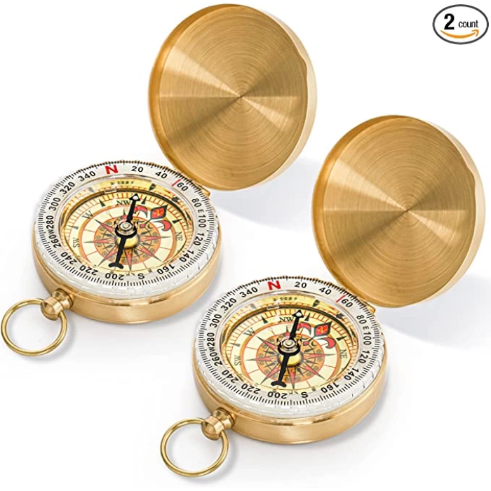 Yuvarlak Sarı Metal Kasa Su Geçirmez Fosforlu Dayanıklı Pusula G50 -