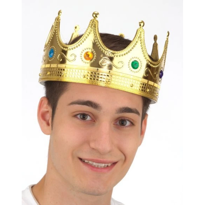 Altın Renk Yetişkin Çocuk Uyumlu Kral Tacı 60 Cm -