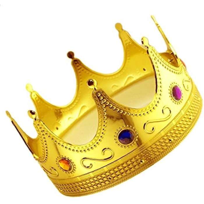 Altın Renk Yetişkin Çocuk Uyumlu Kral Tacı 60 Cm -