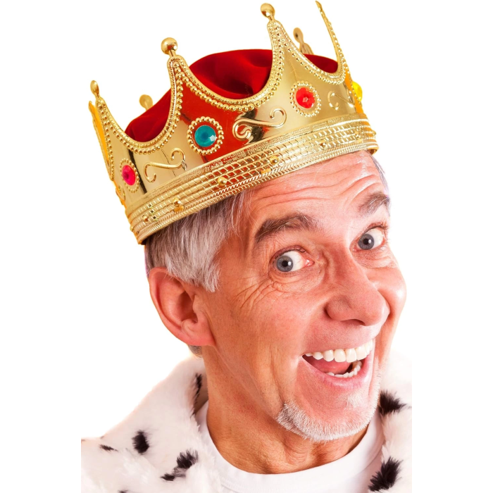 Altın Renk Yetişkin Çocuk Uyumlu Kral Tacı 60 Cm -