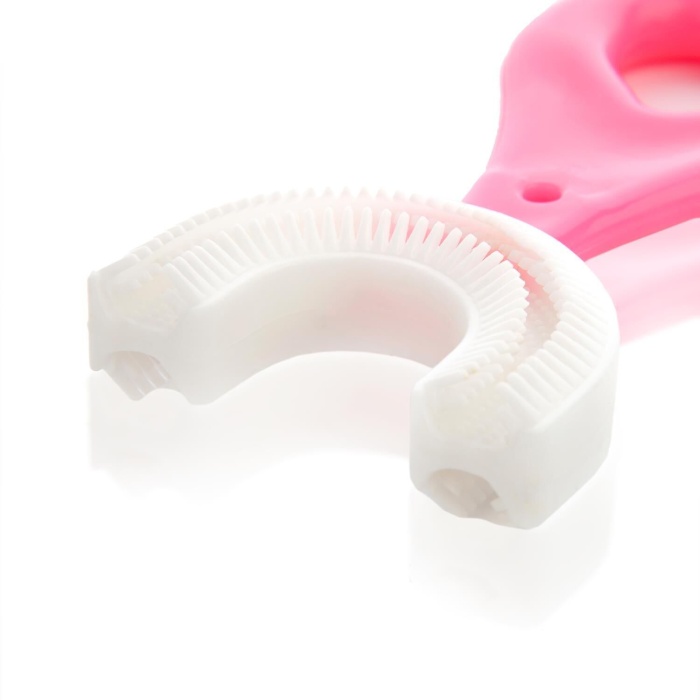 Silikon Çocuk Diş Fırçası Tartar Temizleyici - Pembe -