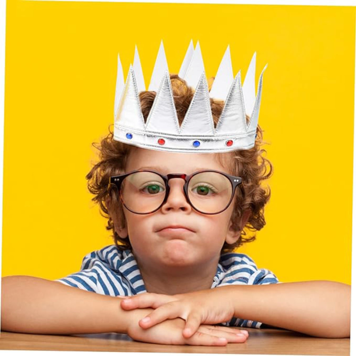 Gümüş Renk Eva Yumuşak Kral Kraliyet Tacı Yetişkin Çocuk Uyumlu 55 Cm -