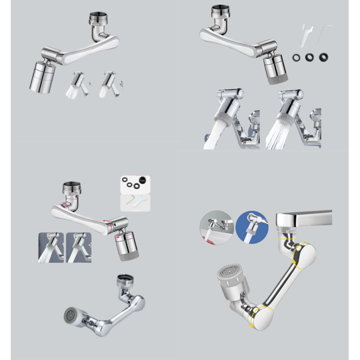 Esnek 1080° Musluk Başlığı 3 Eklemli Hareketli Su Modlu Lavabo Aparatı -