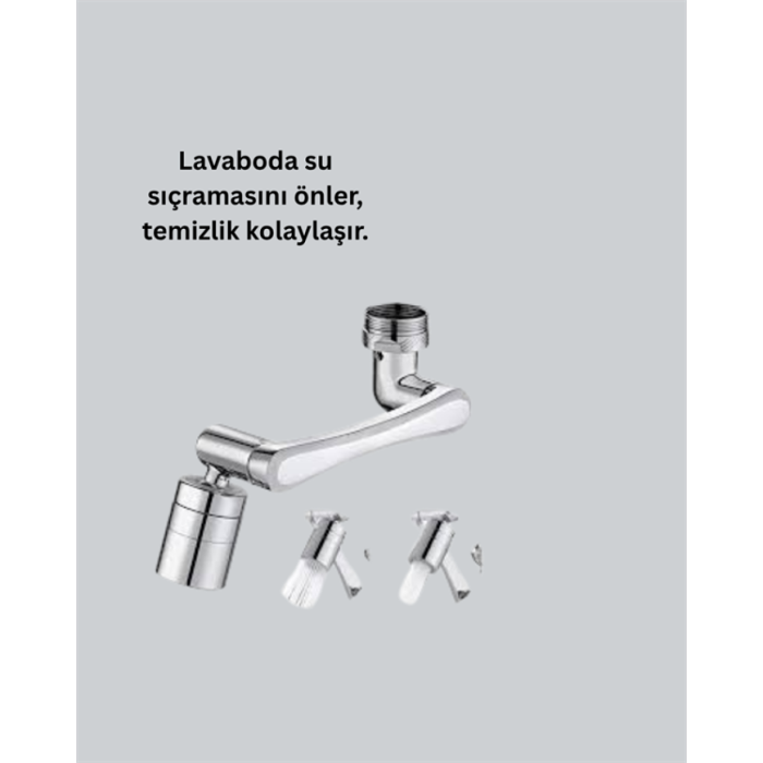 Esnek 1080° Musluk Başlığı 3 Eklemli Hareketli Su Modlu Lavabo Aparatı -