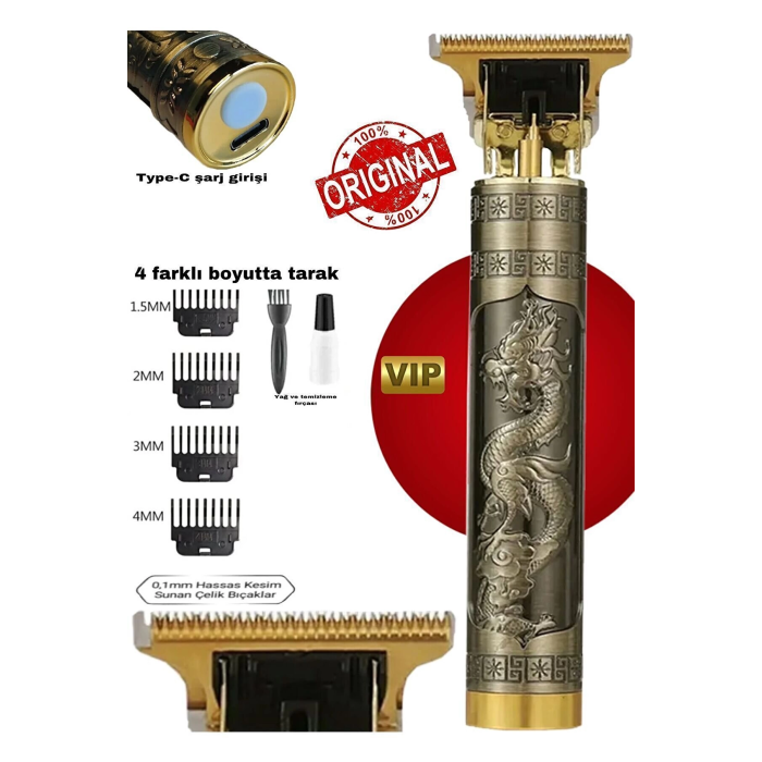 Dragon Çelik Kasa Profesyonel Saç Sakal Ense Çizim Tüm Vücut Tüyü Lazer Öncesi Tıraş Makinesi -