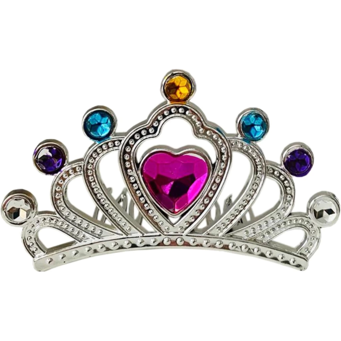 Gümüş Renk Taraklı Model Prenses Kraliçe Tacı 1 No 12x7 Cm -