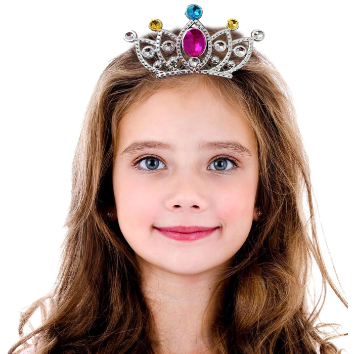 Gümüş Renk Taraklı Model Prenses Kraliçe Tacı 2 No 12x7 Cm -