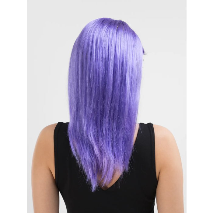 Lila Renk Uzun Düz Parti Peruğu -