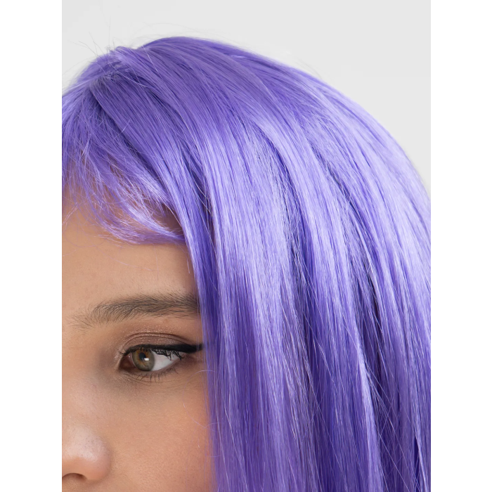 Lila Renk Uzun Düz Parti Peruğu -