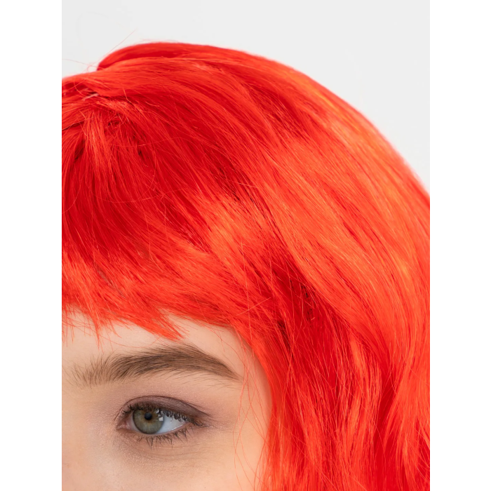 Kırmızı Renk Uzun Dalgalı Parti Peruğu -