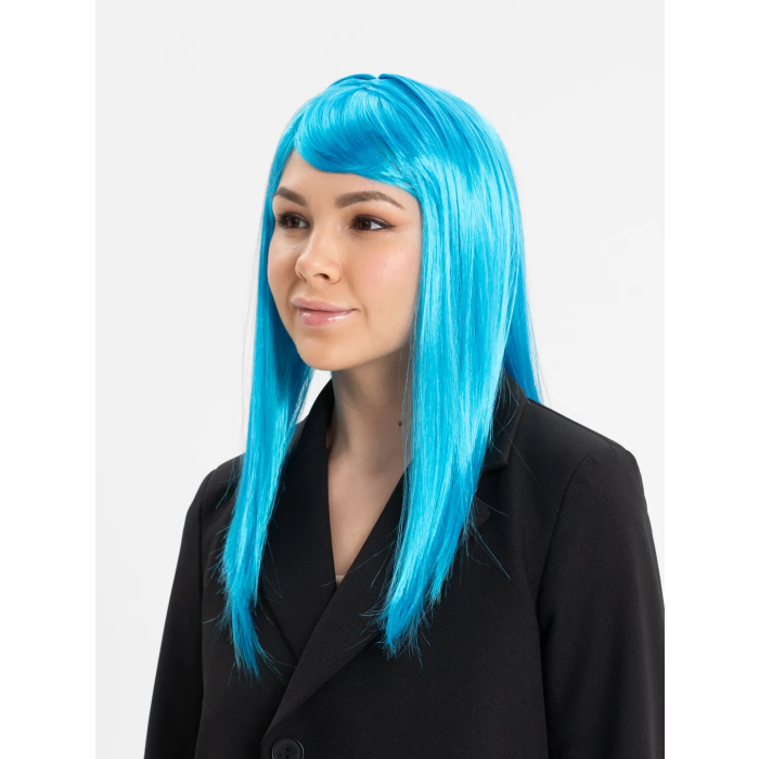 Açık Mavi Renk Uzun Düz Parti Peruğu -