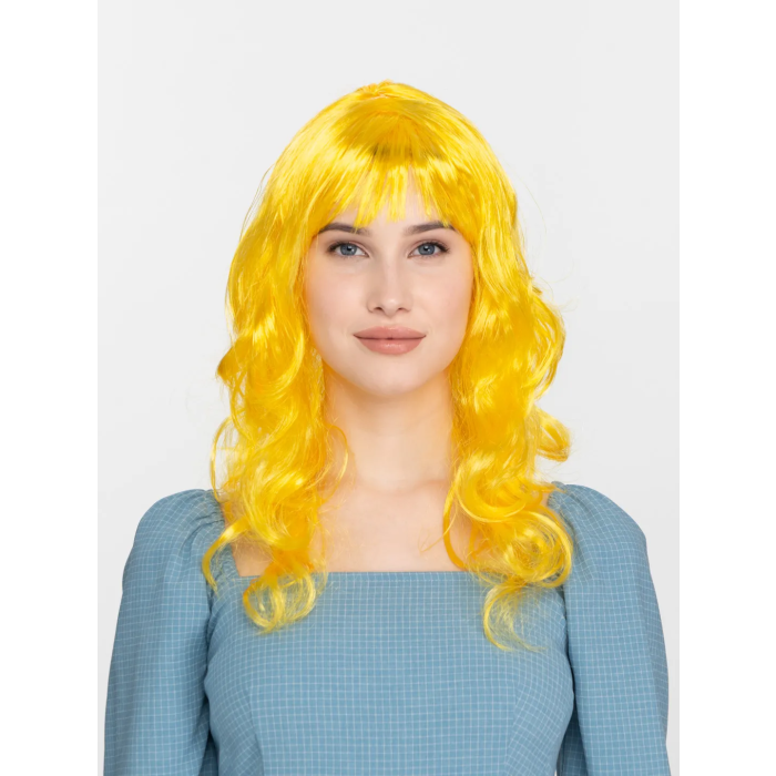 Sarı Renk Uzun Dalgalı Parti Peruğu -