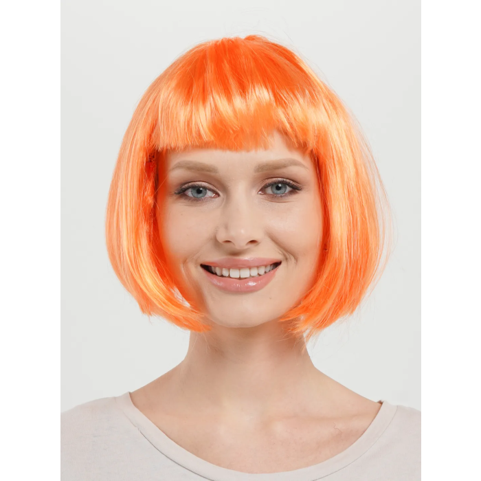 Turuncu Renk Küt Parti Peruğu Kısa Takma Saç -
