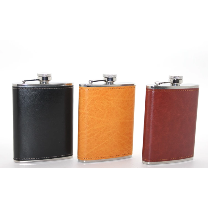 Paslanmaz Çelik Tekli 8 Oz Derili Matara Alk2661 -