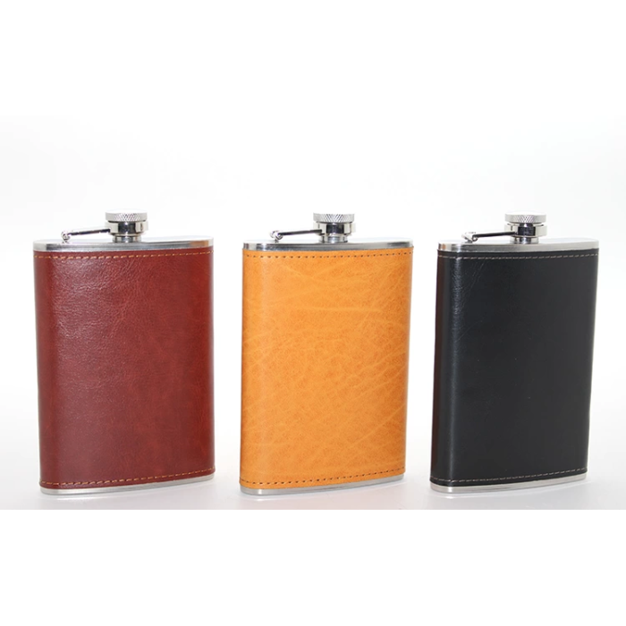 Paslanmaz Çelik Tekli 9 Oz Derili Matara Alk2662 -