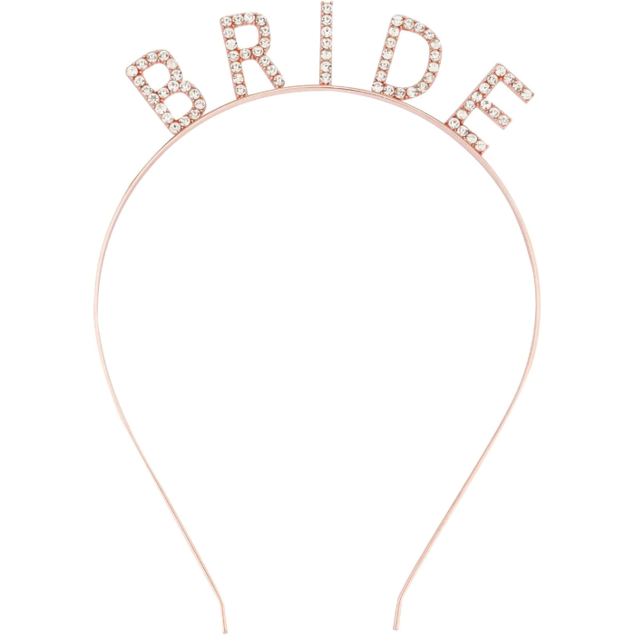 Rose Gold Renk Bekarlığa Veda Kristal Taş Bride Tacı İthal 16x10 Cm -