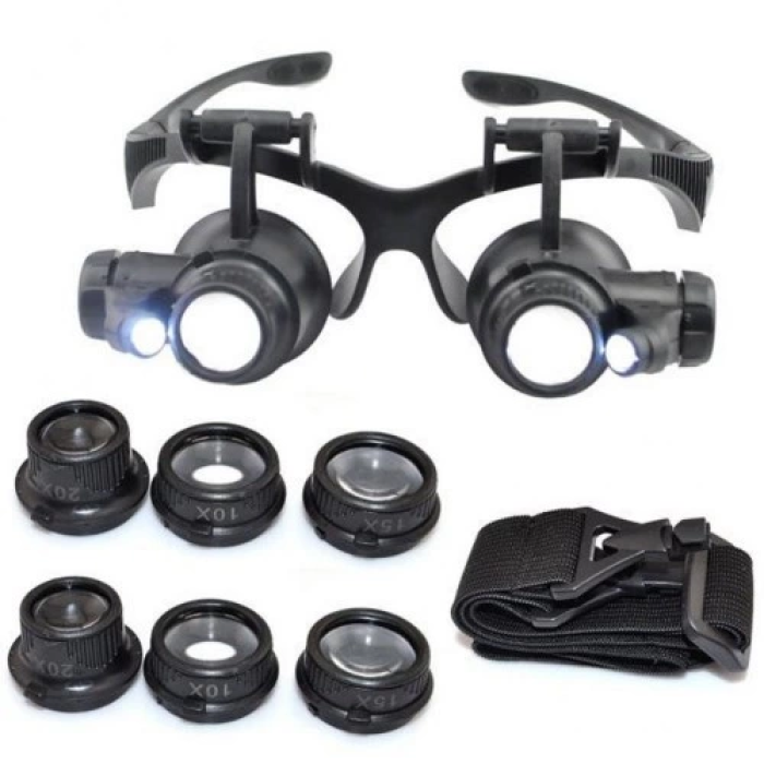 Gözlük Modeli 10x 15x 20x 25x Lens,2led Işıklı,büyüteç -