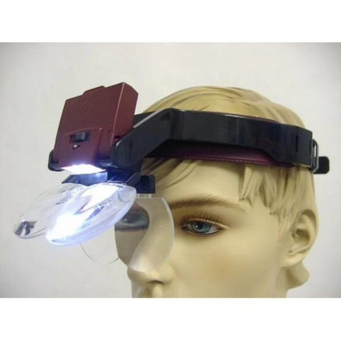 Lens Takmalı 4 Lens , Led Lambalı Şapka Tip Büyüteç -