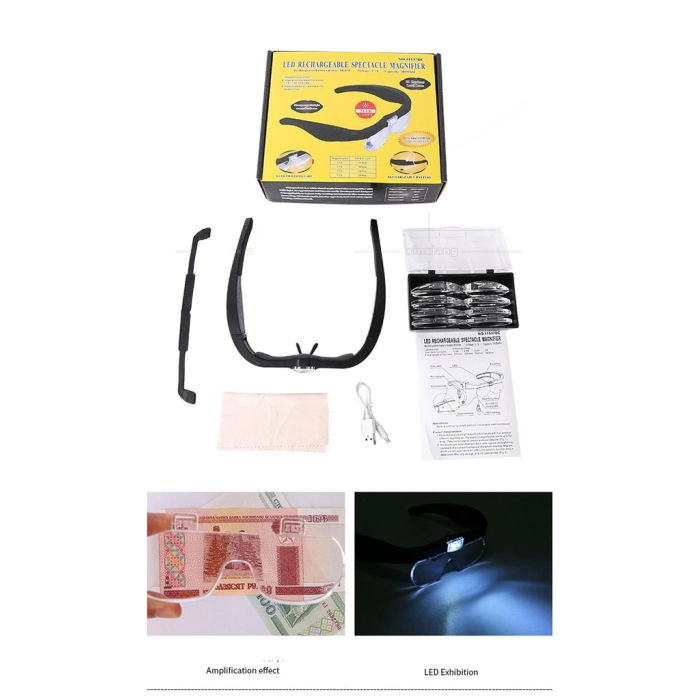 Şarjlı Gözlük Büyüteç 4 Farklı Lens 11537dc -