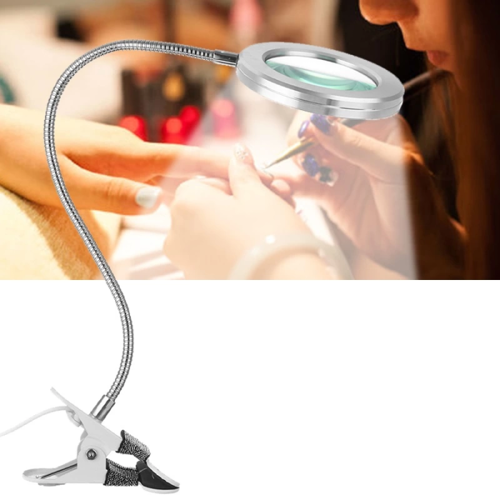 8x Büyütmeli Mandallı, Usb Girişli Masa Lambalı, Okuma Ve Güzellik Salon İçin Büyüteç 2088a -